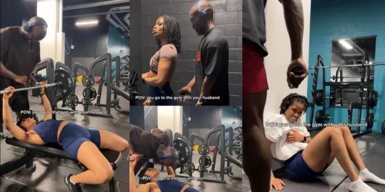 “Love is too sweet” – Reactions as lady shares moment with her husband at the gym, video trends (Watch)