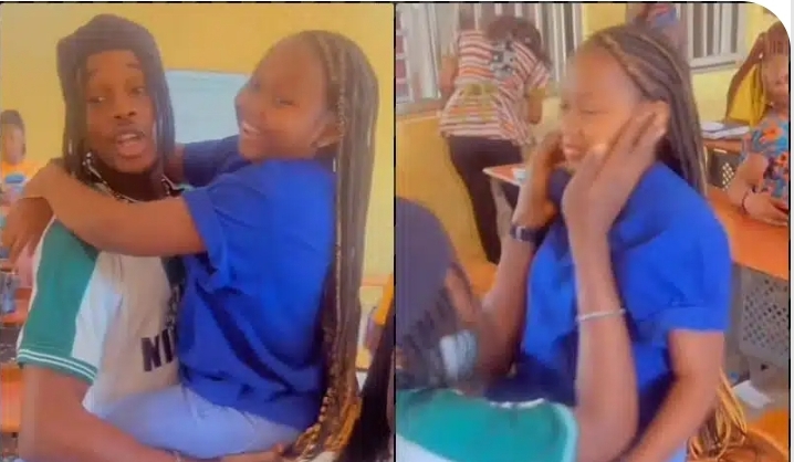 Man shows off university course mate with small stature as he profess love to her (Video)