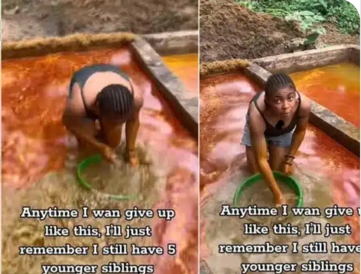 “Anytime I want to give up, I’ll just remember I still have 5 younger siblings” – Nigerian lady who produces palm oil says as she hustles hard in village (Video)