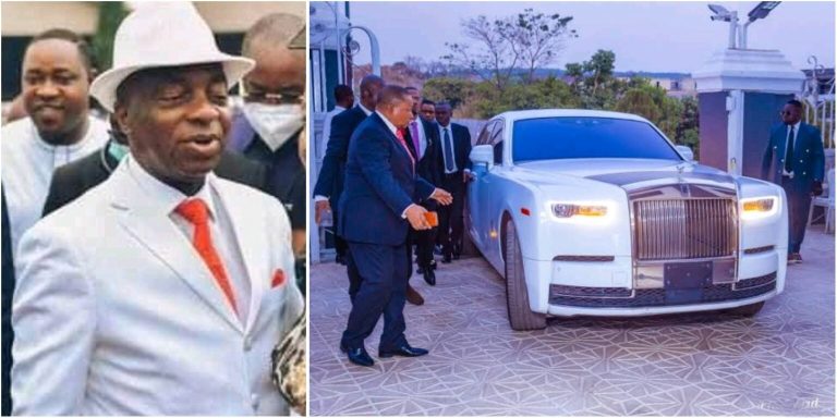 Moment Bishop Oyedepo arrives COZA in Rolls Royce, heavily armed security