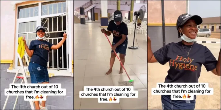 “I’m doing it for free” – Lady begins visiting 10 different churches to clean