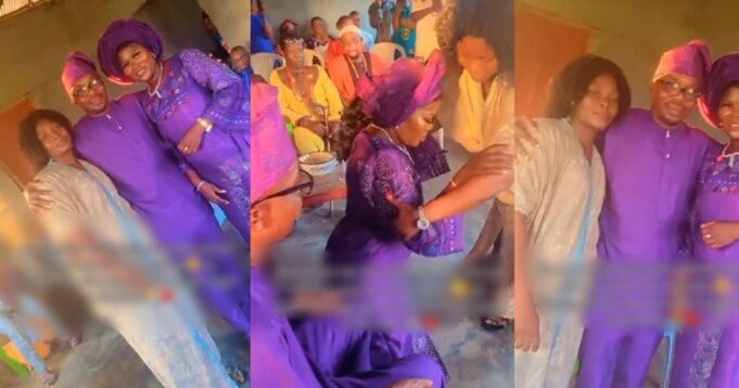 “She’s not happy” – Reactions trail video of a lady welcoming her husband’s second wife into the family