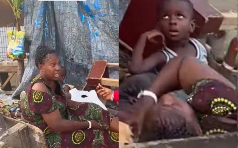 “That’s why it’s good for women to work and not depend on the man” – Reaction as woman sleeps on the street after her husband impregnated househelp, evicts she and kids from the house (video)
