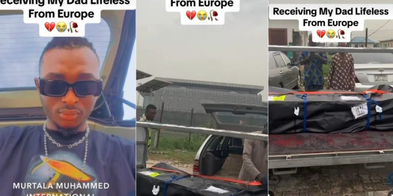 Nigerian man breaks into tears as he receives father’s lifeless body from Europe (Video)