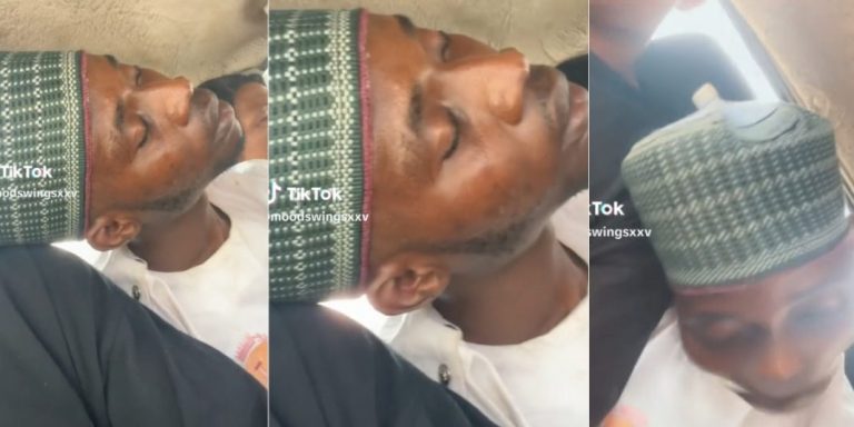 “He never fast before” – Islamic cleric reportedly faints inside bus as he observes Ramadan fast, video trends (Watch) LIFESTYLERELATIONSHIP AND WEDDINGSENTERTAINMENT March 12, 2024   Updated: 13 hours ago By Azeezat  Share Islamic cleric reportedly faints as he observes Ramadan fasting  A Nigerian Islamic cleric, popularly known as an Alfa, garnered attention as he allegedly fainted inside a bus after observing Ramadan, which began on Monday, March 11.  In a video making the rounds online, the young Alfa, dressed in white jalabia and muslim cap, can be seen unconscious, resting on the arm of a fellow passenger.  People inside bus were amazed with the way he did not move his body while on transit.  ATTENTION: Intel Region is ₦10,000 to our top readers, CLICK HERE to become a winner The video captioned, “This is only day 1, the Alfa is about to faint inside the bus,” claimed that the Alfa nearly fainted due to observing the Ramadan fast.  The clip triggered massive reactions as social media users, who saw the video, penned their thoughts.  REOMMENDED FOR YOU Portable receives holy Quran and customized prayer mat as Ramadan gift “This is so nice” – Portable receives holy Quran and customized prayer mat as Ramadan gift (Video) March 13, 2024 Watch the video below:  WHATSAPP: Click HERE to join the iR Entertainment WhatsApp group to receive latest updates on your phone!   Some reactions are shown below:  Big_pear said, “If e reach day 15, Alfa go need wheelchair.”  Dami said, “And today own no really shak like that na.”  🔀 kay2raw🔁 said, “The incantation be like Ghana 🇬🇭 national Anthem.”  🆔🆔🆔🆔🆔🆔🆔 said, “Alfa been fasting since Tinubu got to power so make una let Alfa relax in peace.”  Elena said, “I still dey reason if I go fast tomorrow self.”