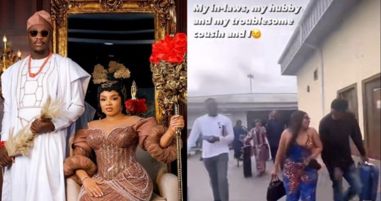 “Meet my in-laws” – Queen says as she welcomes brother, sister-in-laws to Akwa Ibom for wedding to fiancé