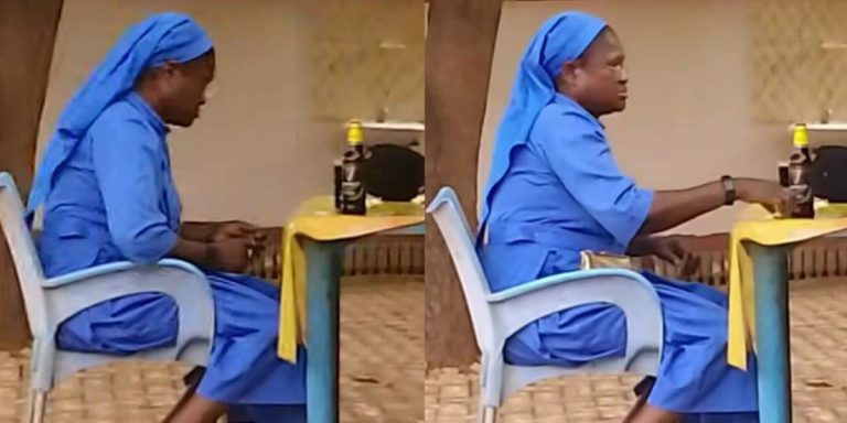 Netizens kick as reverend sister is spotted drinking beer in public