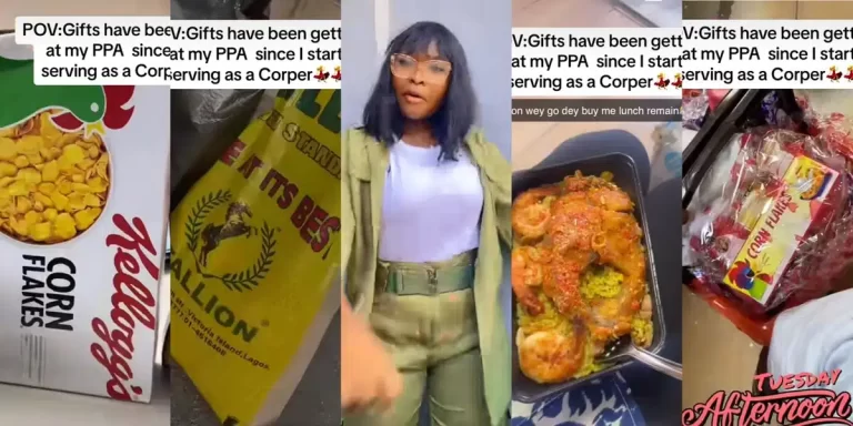 “From Milo to Cornflakes” – Youth corps member flaunts mouthwatering gifts from PPA since beginning of her NYSC