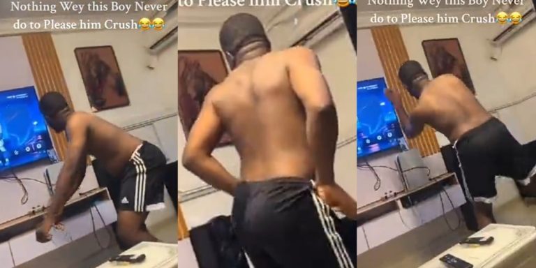 Nigerian man dances shirtless, displays twerking skills to impress crush on Live video call