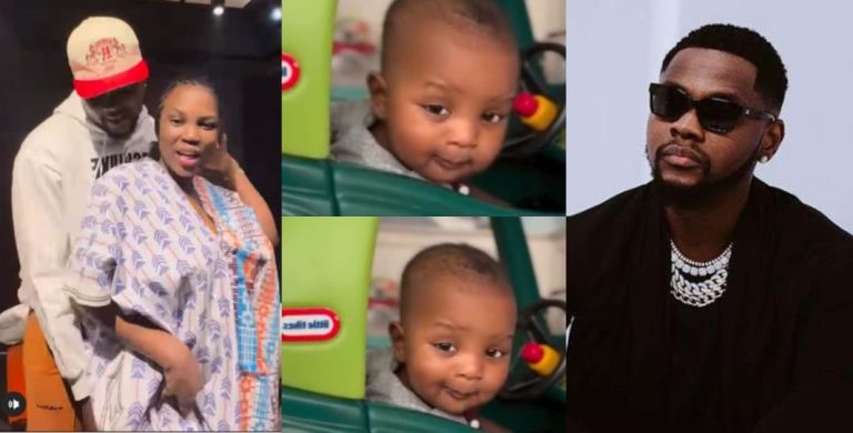 Kizz Daniel unveils face of 3rd son amidst rumors of maltreating wife (Watch)