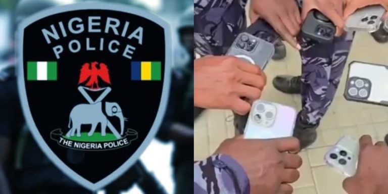 Nigerian police officers stirs reaction as they flaunt their expensive iPhones (Video)
