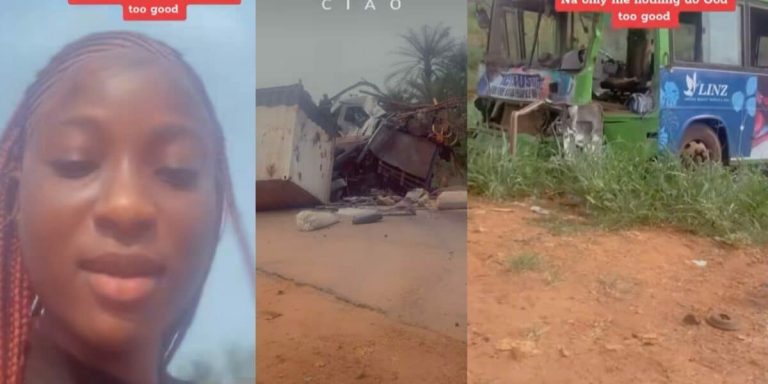 Lady sheds tears of joy after surviving accident that reportedly claimed 27 lives