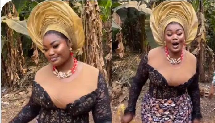 “CEO of men are scam is getting married” – Friends scream as bride weds partner traditionally (Video)