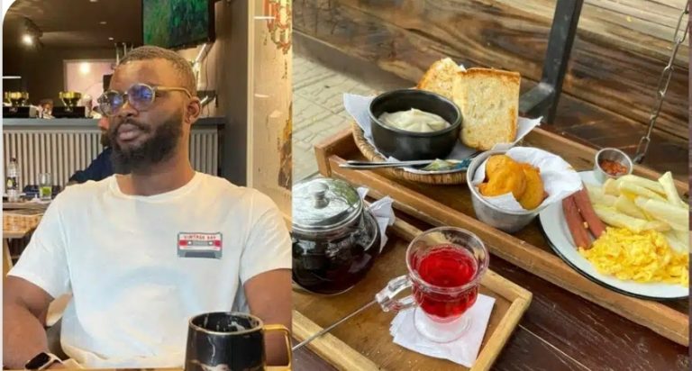 Nigerian man shocked at the quantity of food he bought in a restaurant for only