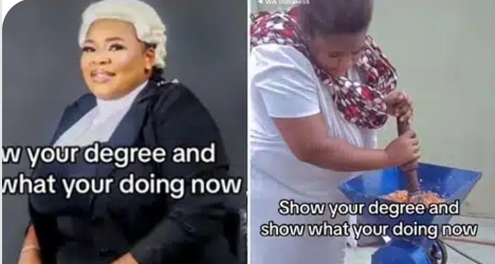 “From lawyer to akamu seller” – Nigerian woman dumps law certificate to sell pap (Video)