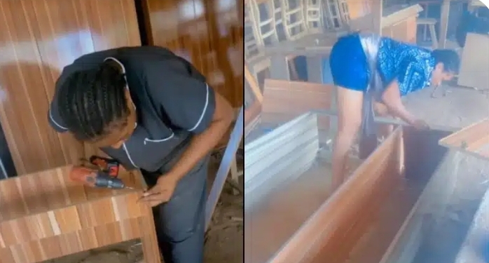Nigerian lady becomes a professional carpenter after graduation (Video)