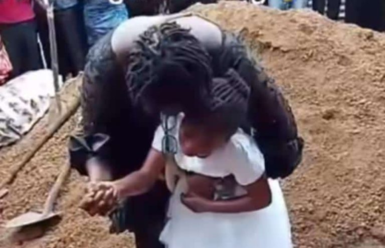 “You were my best friend, I love you” – Little girl weeps bitterly at mother’s funeral