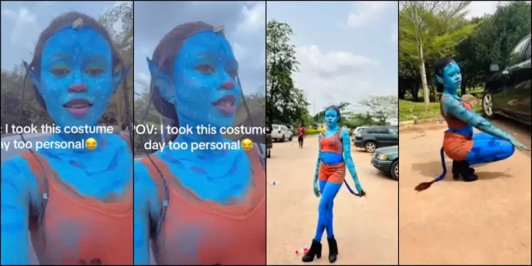 “You slayed it” – Lady turns up for school’s Costume Day looking like Avatar