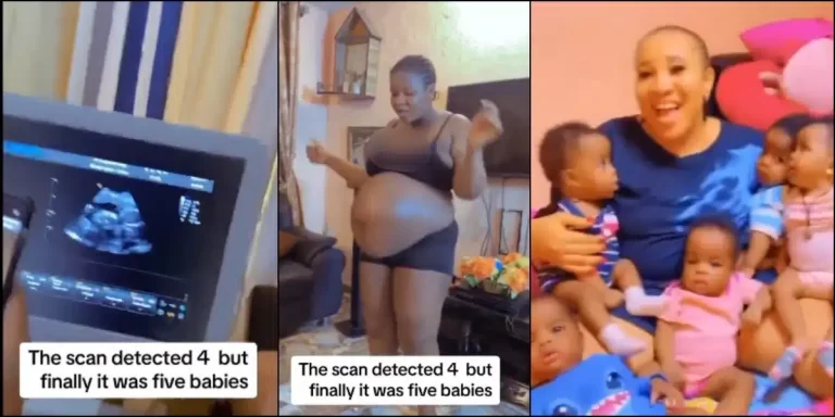Lady gives birth to 5 babies after scan detected 4