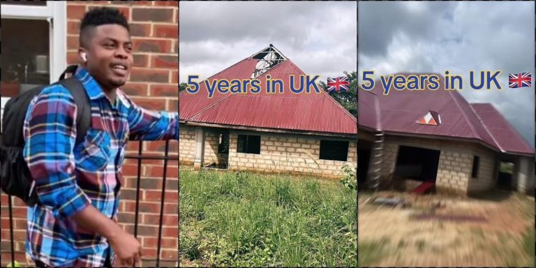 ”My 5 years in UK” – Man joyfully flaunts progress of house in Nigeria after 5 years of hustling in UK