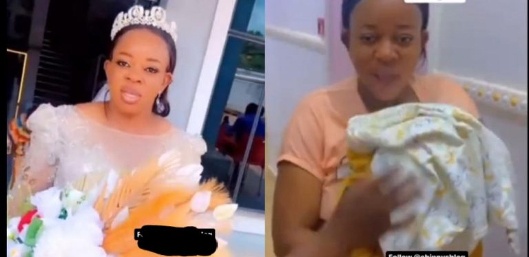 “Women are strong” – Nigerians react to woman who gave birth at 4am prepares for her wedding at 10am same day (Video)