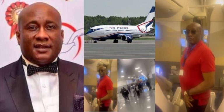 “Humble billionaire” – Reaction as Air Peace CEO Allen Onyema seen leading passengers to a flight days after reducing Lagos to London price ticket from N9M-N900K (Video)