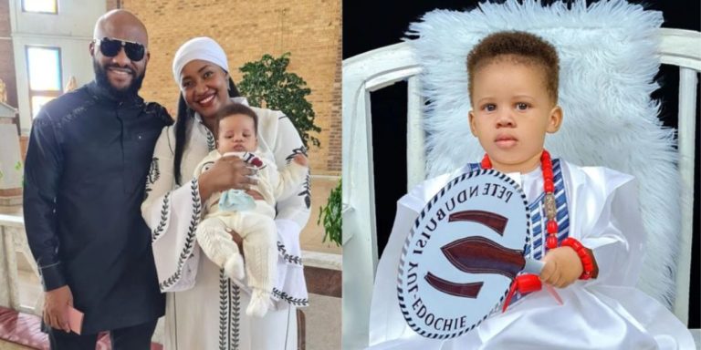 “He doesn’t take care of his wives, when he was with May, she never dressed well” – Reactions as Yul Edochie and Judy Austin take their 2nd child for baptism (Photos)