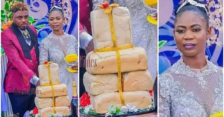 “Marriage is not about the cake” – Couple cuts bread instead of cake after facing last minute disappointment from baker