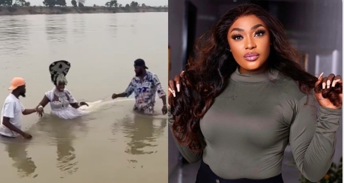 Lizzy Gold stir reactions as she shoots film in river (Watch)