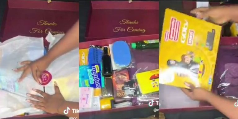 ”See what someone shared as birthday souvenir” – Lady displays unusual gift packs