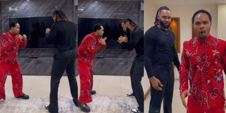 ”Flavour you spoilt this pastor” – New video of Prophet Indaboski and singer Flavour dancing to their new song trends online (Watch)