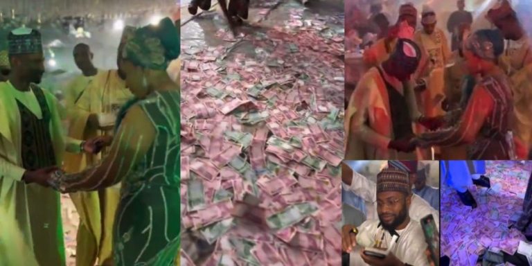 Naira Abuse: “Them no born dem well” – Man triple dares EFCC to arrest guests at Arewa wedding spraying millions of Naira (Video)