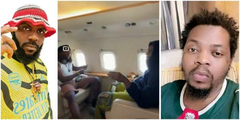 Exciting moment Olamide flew Odumodublvck on his private jet (Video)