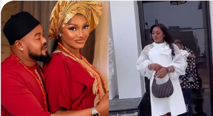 “Give the child back to his mother” – Netizens drag Chomzy after stepping out with husband and stepson