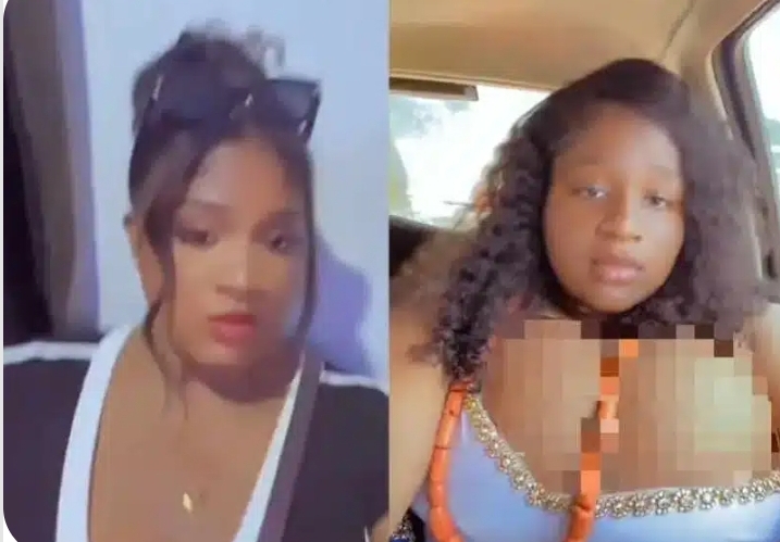 Nigerian lady struggles in outfit on her way to an event