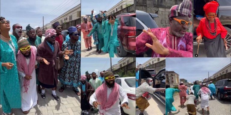 “The support of the skit makers is worth emulating” – Nasboi packs Kiekie, Brain Jotter, Lasisi, Oba Solomon,Mr Macaroni, Iya Gbonkan and others in car opening skit (Video)