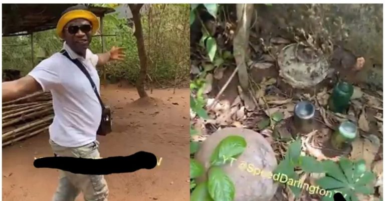 Speed Darlington visits his village after 22 years, finds juju buried in compound (Video)