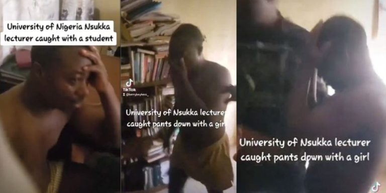 UNN Professor caught pants down in his office with a female student (Video)