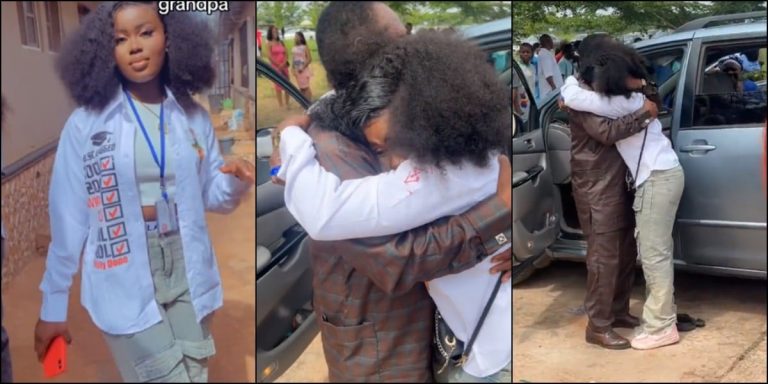 ”Love you grandpa” – Lady breaks down emotionally, appreciates grandpa for sponsoring her education