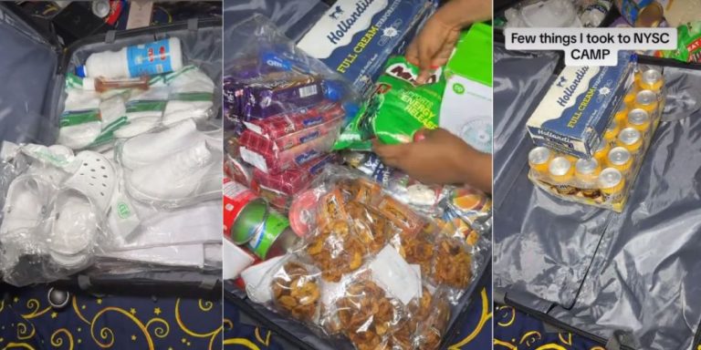 “Should we tell her” – Video trends as female corper packs truckload of provisions to NYSC camp (Watch)