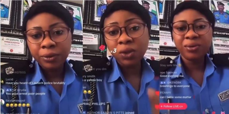 “Please I need flowers” – Nigerian police seen begging for flowers on TikTok while discharging her duties (Video)