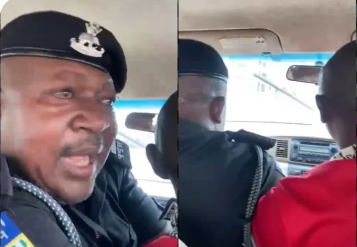 Drama as lady jumps out of moving car as driver and police drag steering on high speed (Video)