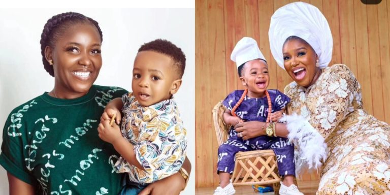 “The Lord will remember you” – Biola Bayo prays for waiting mothers as she marks Mother’s Day with son