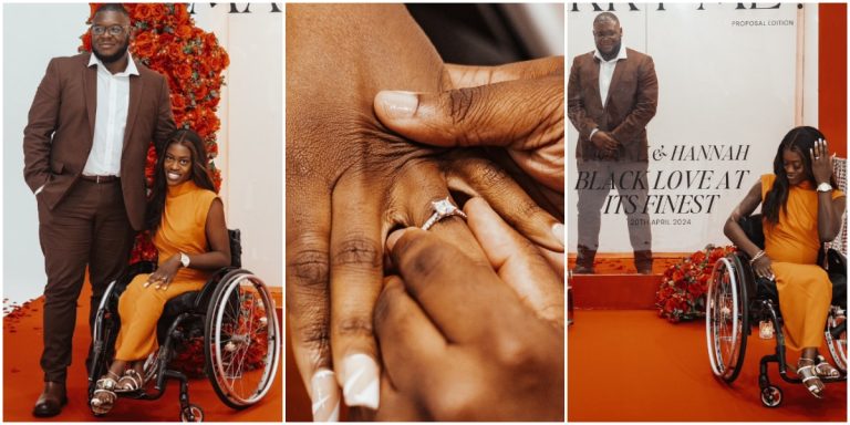 ”You are the biggest blessing in my life” – Man tells his wheelchair-bound girlfriend as he sweetly proposes to her (Photos)