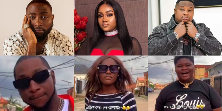 Singer Davido reacts as content creators mimick him, Chioma and Cubana Chief Priest (Video)