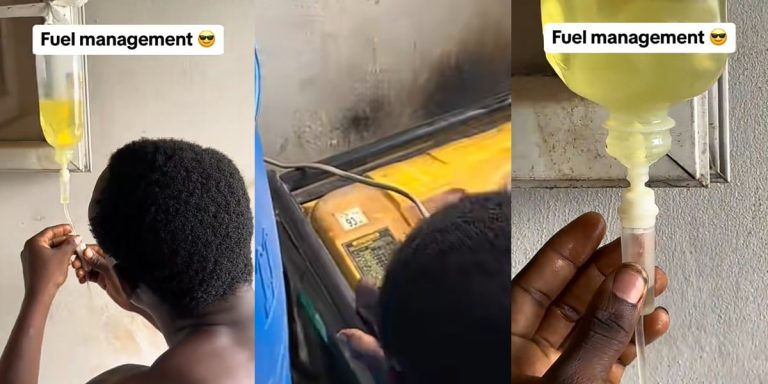 Man uses IV bag to slowly drip fuel into generator to reduce consumption