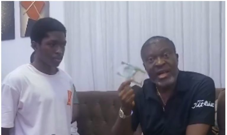 Give your first salary to your father for his blessing not your pastor – Actor Kanayo O. Kanayo says as he shares a video of him blessing his son