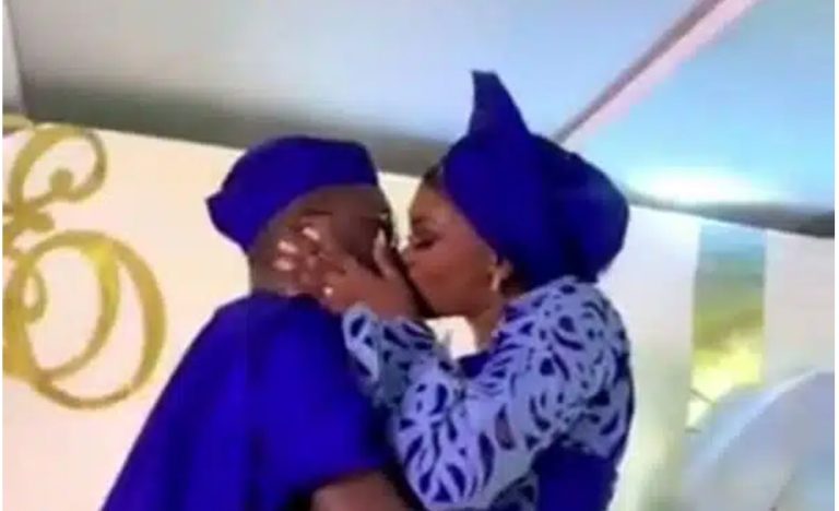 Bride asks father to close his eyes before kissing groom on wedding day