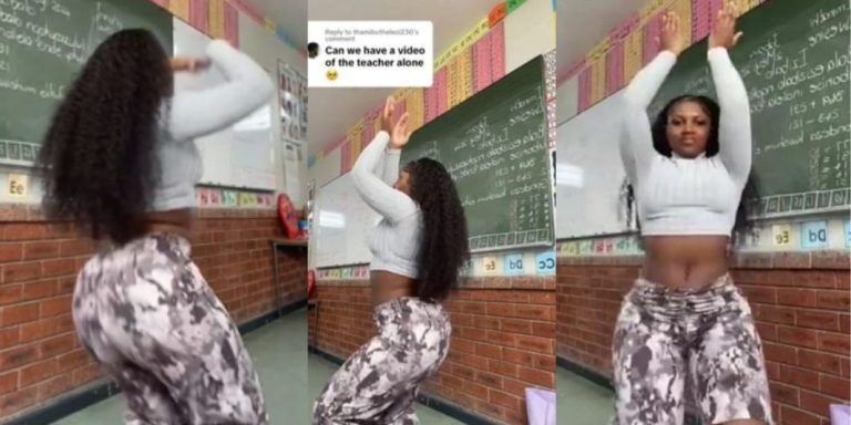 “Na why them dem dey fail Jamb” – Viral video of endowed secondary school teacher dancing inside the class sparks reactions (Watch)