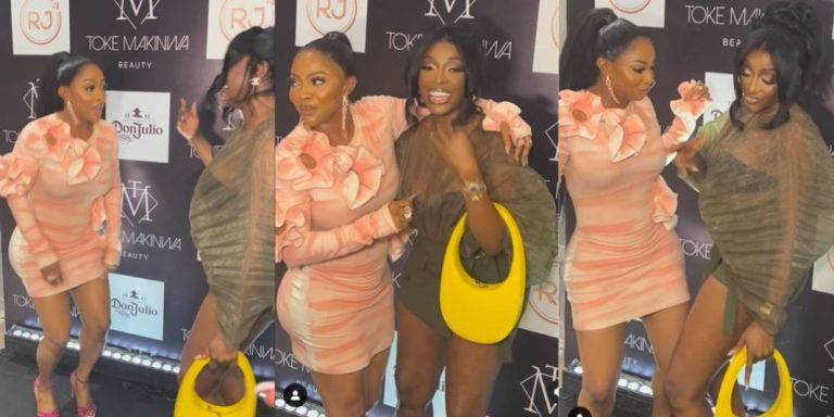 “She has destroyed her body” – Video of Toke Makinwa dancing with actress DSF sparks reactions (Watch)